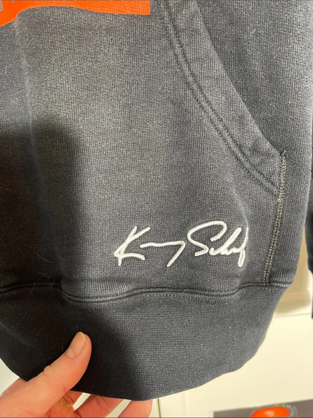 Heron Preston Black Hoodie with Orange Gradient Heron Graphic